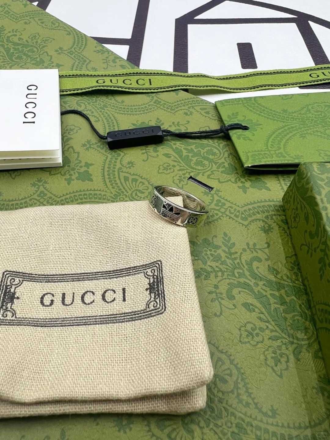 GUCCI Double G Logo Ring925 Silver Size 8
