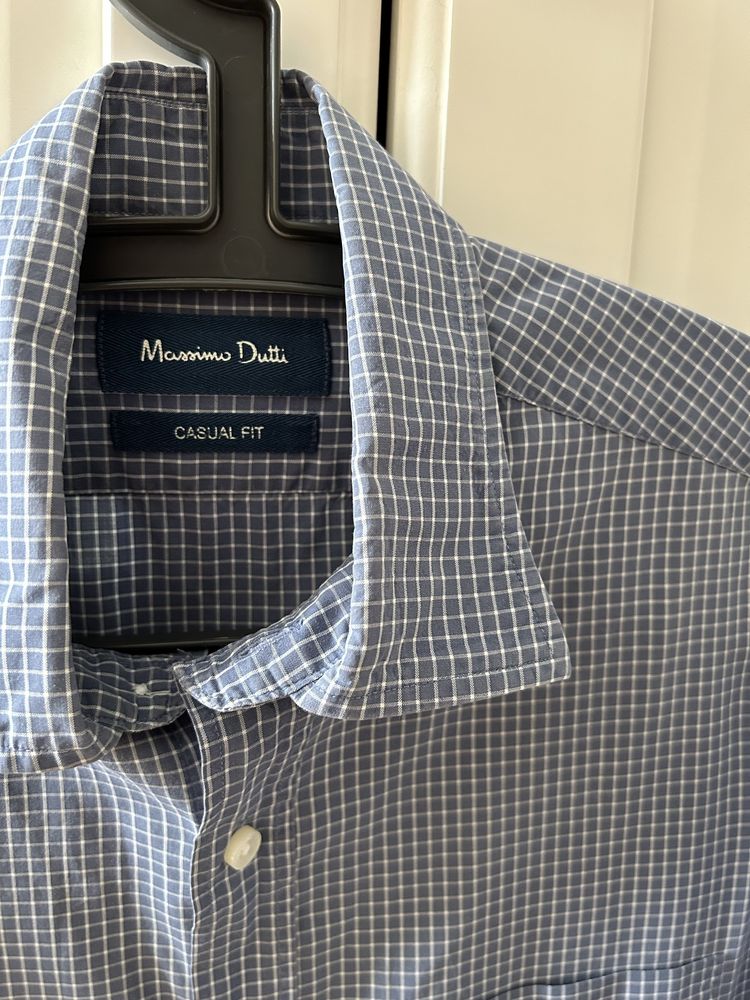 Koszula niebieska w kratę Massimo Dutti rozmiar S