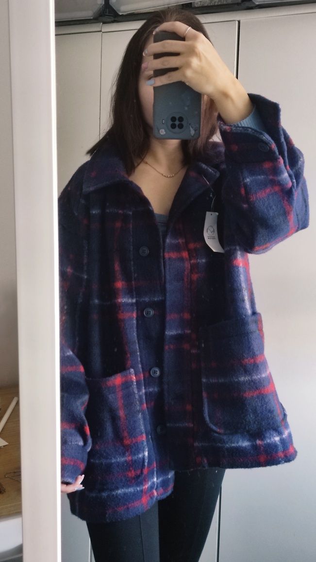 Kurtka jesienna koszulowa elegancka damska L XL oversize