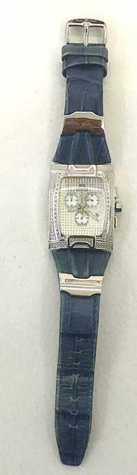 Relógio cronógrafo quartzo, caixa em aço diamantes na luneta