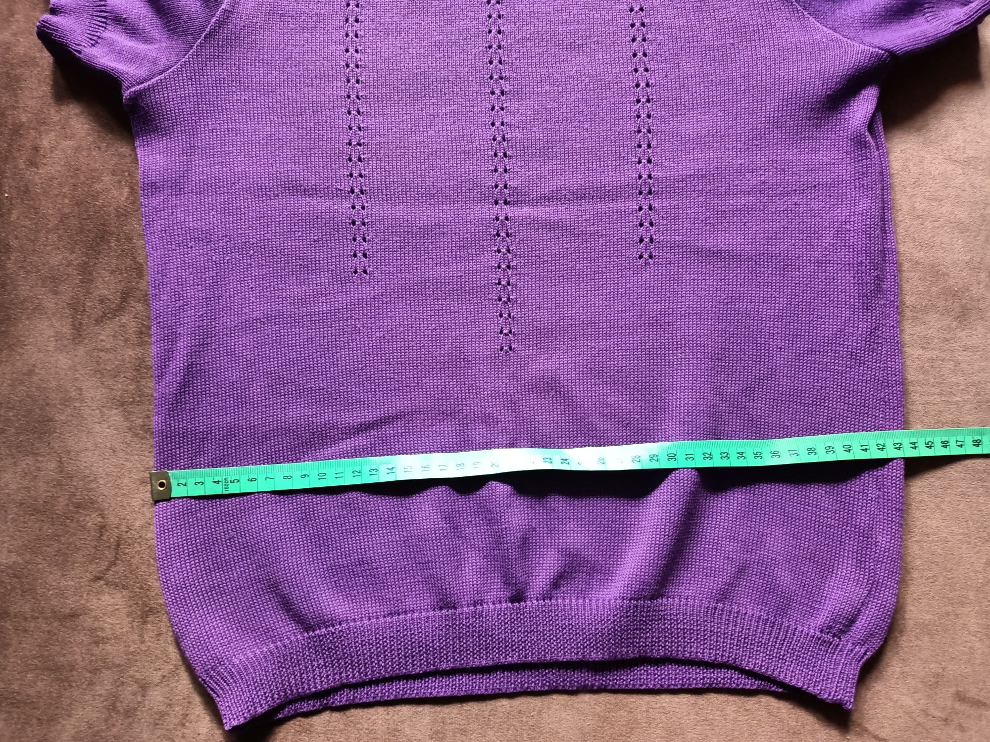 Fioletowy sweterek vintage z krótkim rękawem
