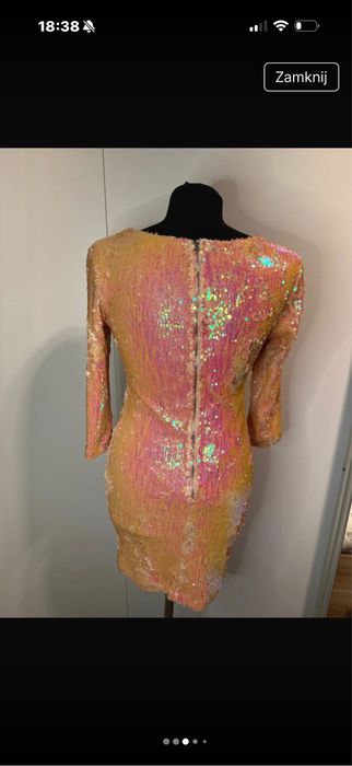 Sukienka cekinowa sylwestrowa mieniaca sie boohoo S z zamkiem