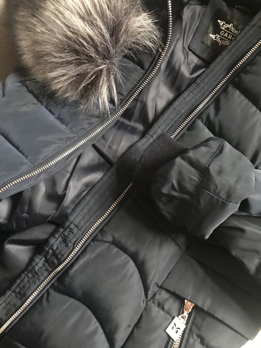 Kurtka ciepła GAROFF r. M 38 pikowana damska zimowa długa z kapturem