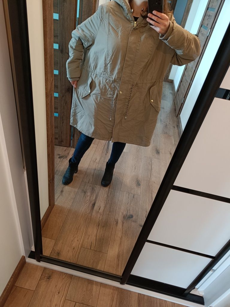 Kurtka parka 54 7XL beżowa Bonprix