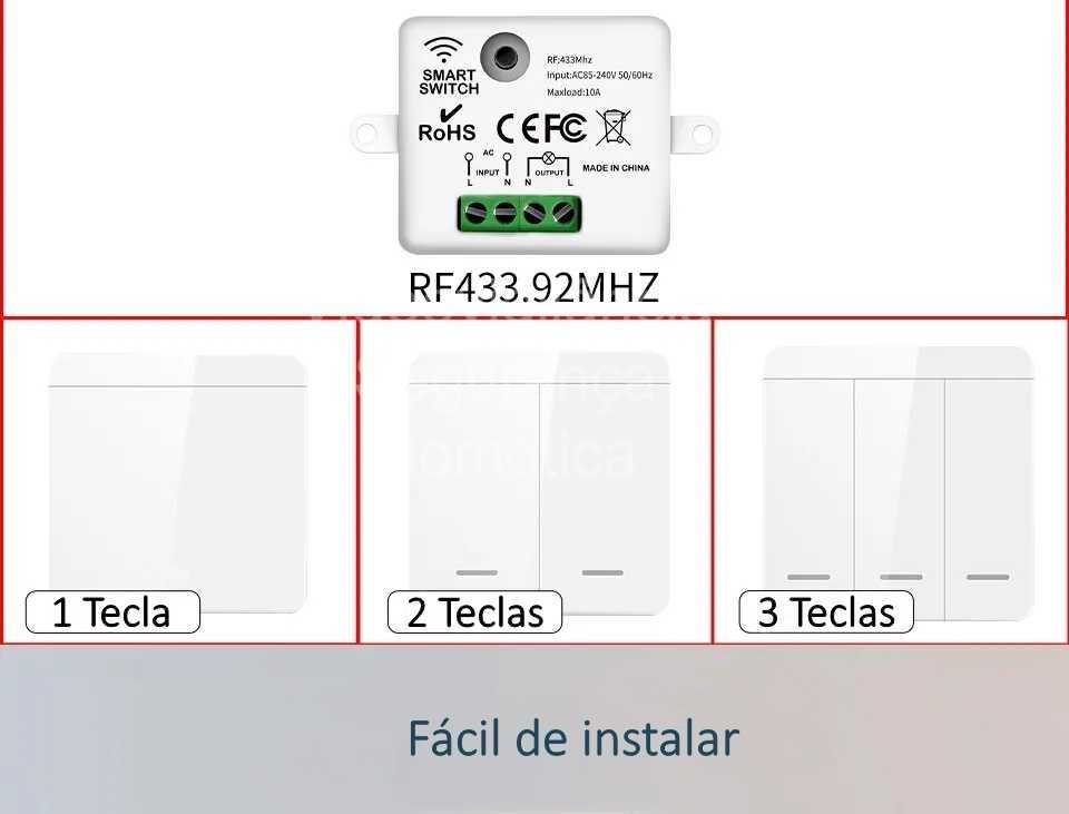 Interruptor de luz‼️Sem fios‼️De 3 teclas‼️RF 433MHZ