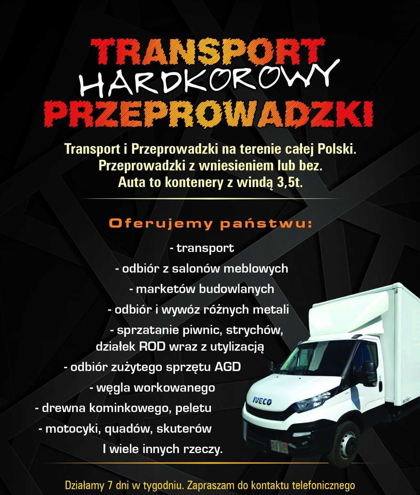 Usługi transportowe, przeprowadzki, utylizacja mebli, wnoszenie pianin