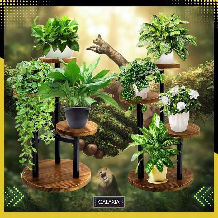 STOJĄCY KWIETNIK Drewniany Loft Stojak na Kwiaty Kwiatki Rośliny