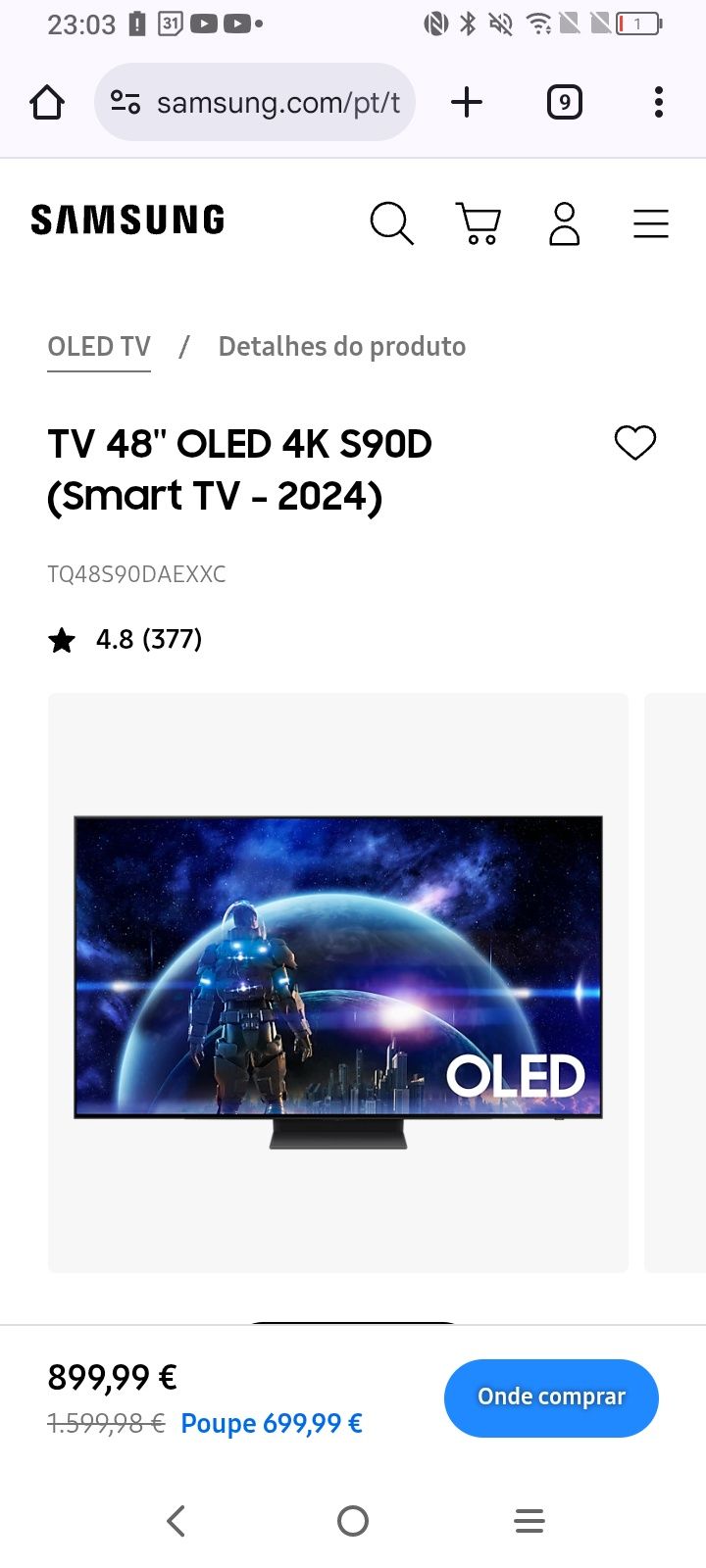 Vendo ou troco TV OLED  Samsung por iPhone 15 ou 16