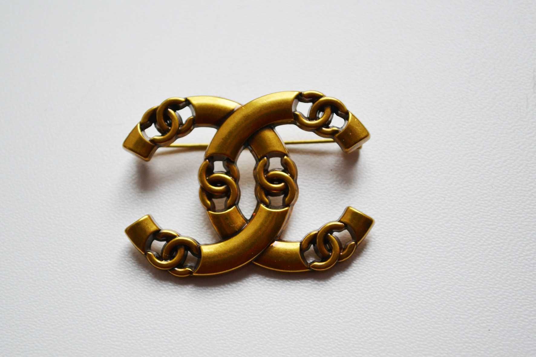 Стильная брошь античное золото плетеная брошка Chanel