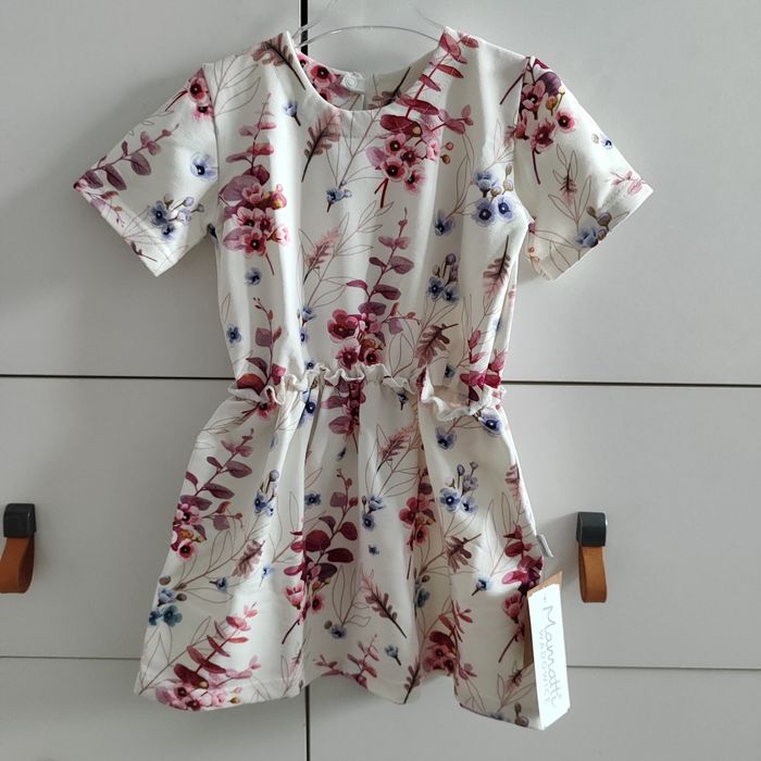 Bawełniana sukienka w kwiaty, krótki rękaw, 92 / 98