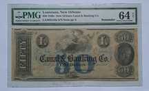 Piękny.Stary banknot 50 dolarów 1840's New Orleans Louisiana.PMG64.