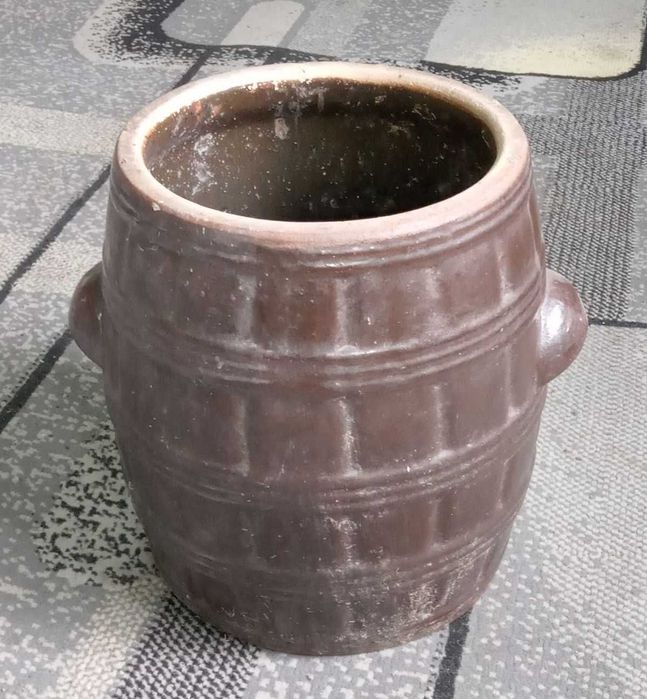 Kamionkowy garnek kamionka z uchwytami beczka na ogórki PRL vintage