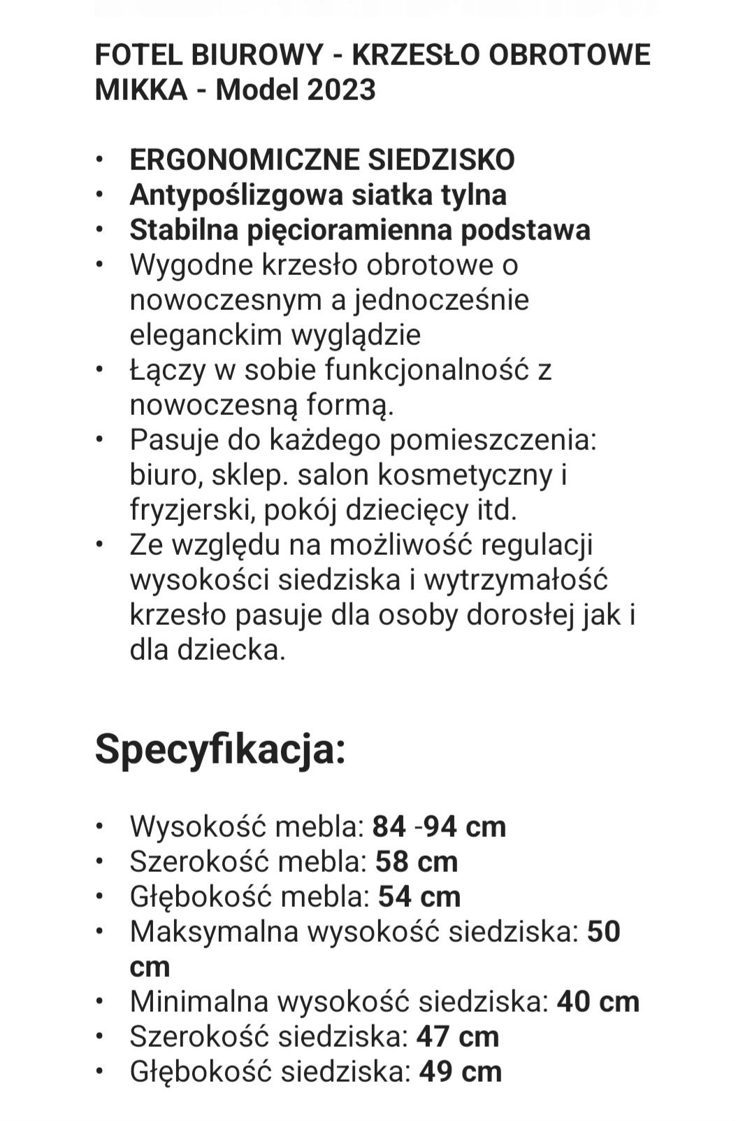 Krzesło obrotowe biurowe dla dziewczynki