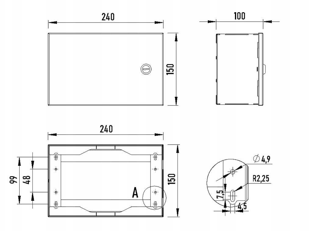 Obudowa TPR 1, 240x150x100 biała Rozdzielnica Stalflex IP20