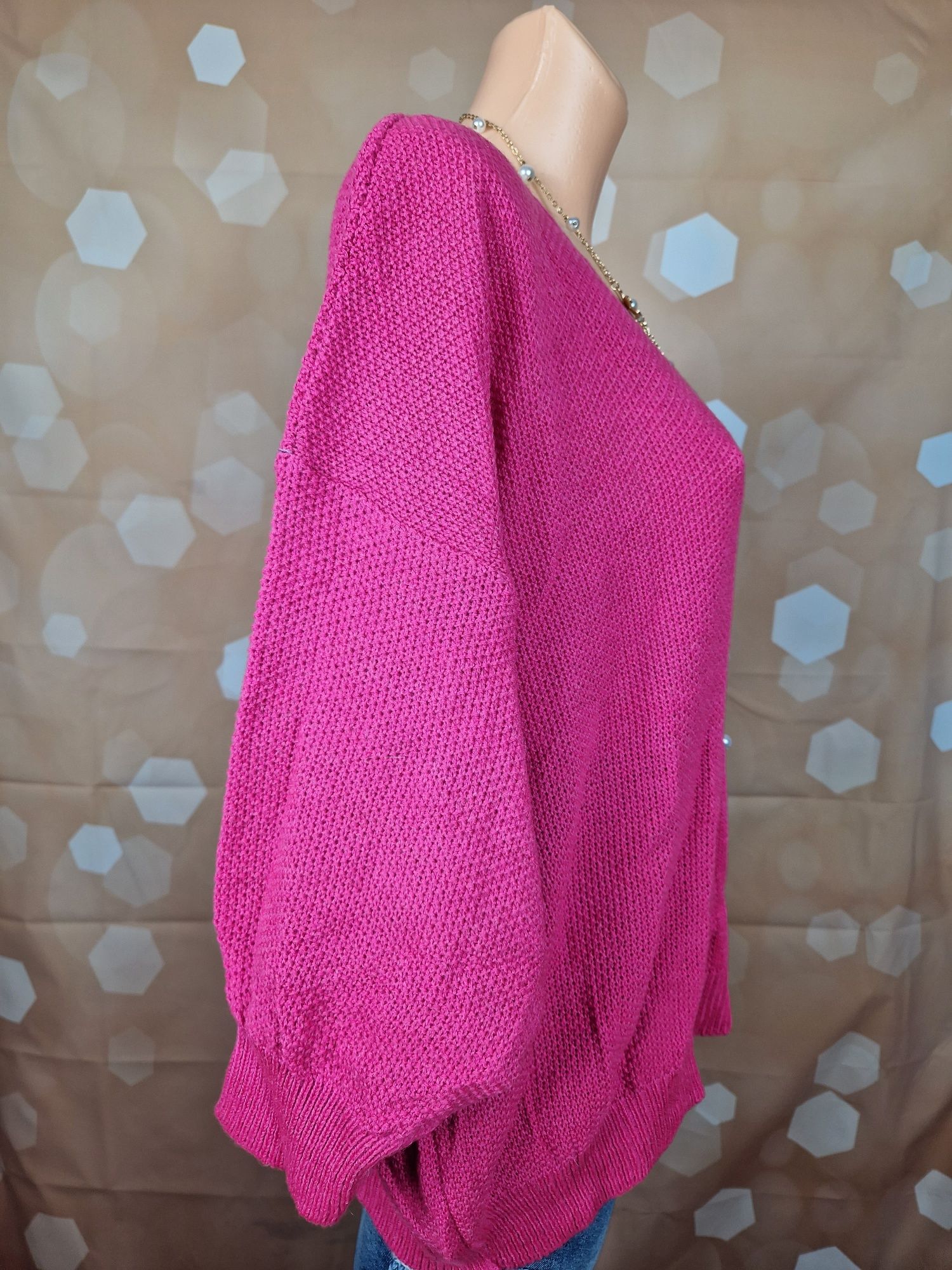 Sweter sweterek oversize XL 42 nowy różowy włoski made in italy in