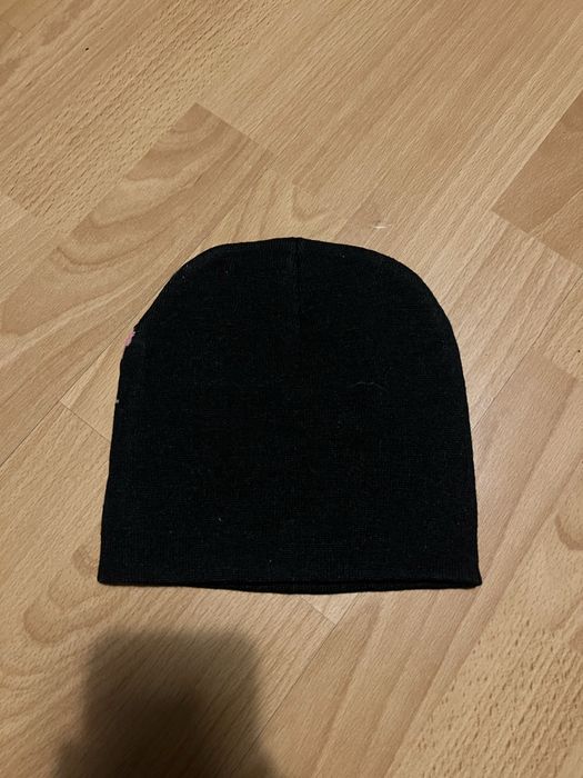 Nowa modna czarna uniseks czapka zimowa beanie z różowym napisem y2k