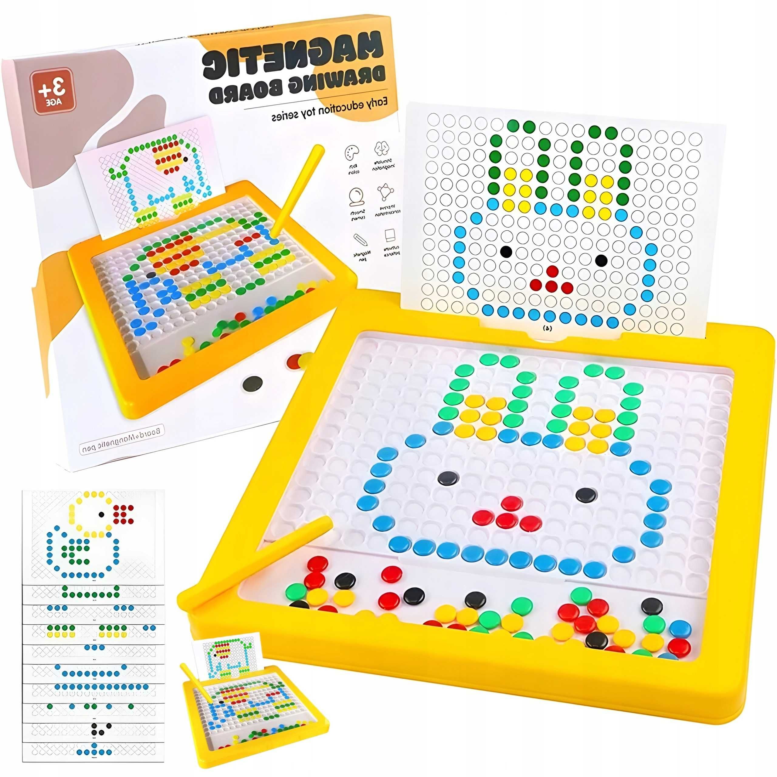 TABLICA MAGNETYCZNA  Montessori dla Dzieci Klocki Magnetyczne + Pisak