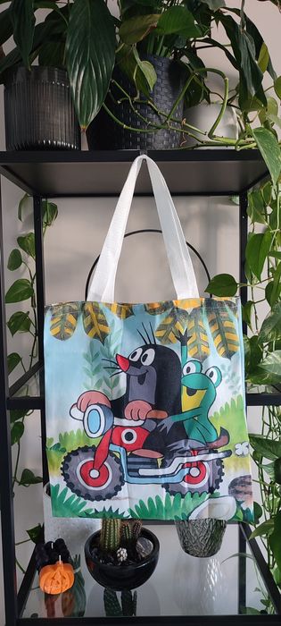 Torba materiałowa Krecik Czeski Ahoj kolorowa torba na zakupy