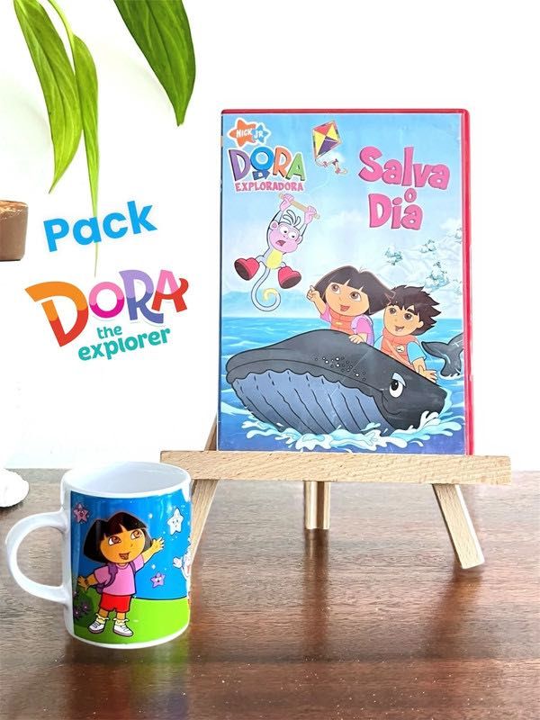 Pack Dora Exploradora Caneca Vintage + dvd “Dora Salva o Dia”