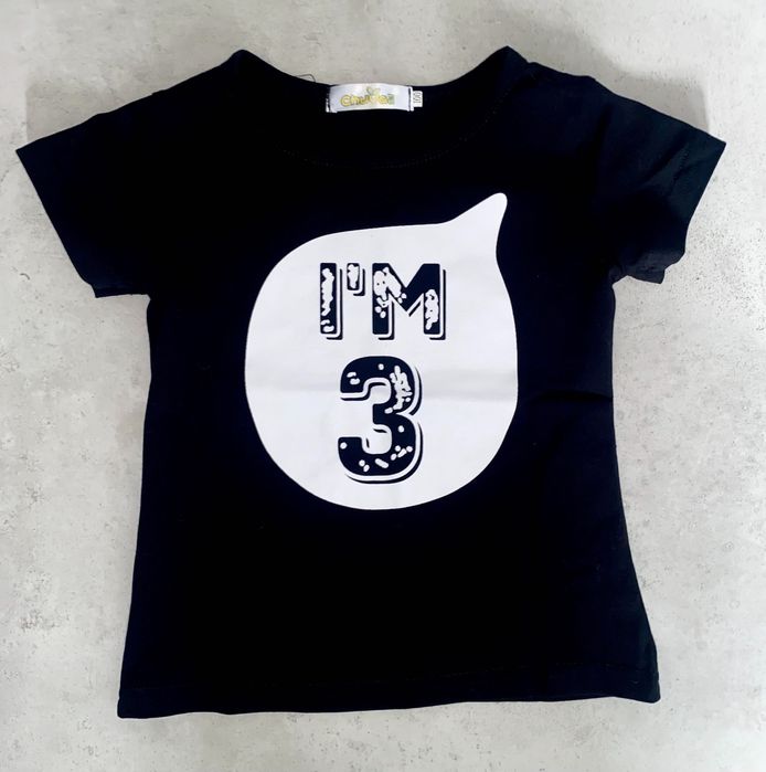 Urodzinowa koszulka t-shirt czarny 3 latka