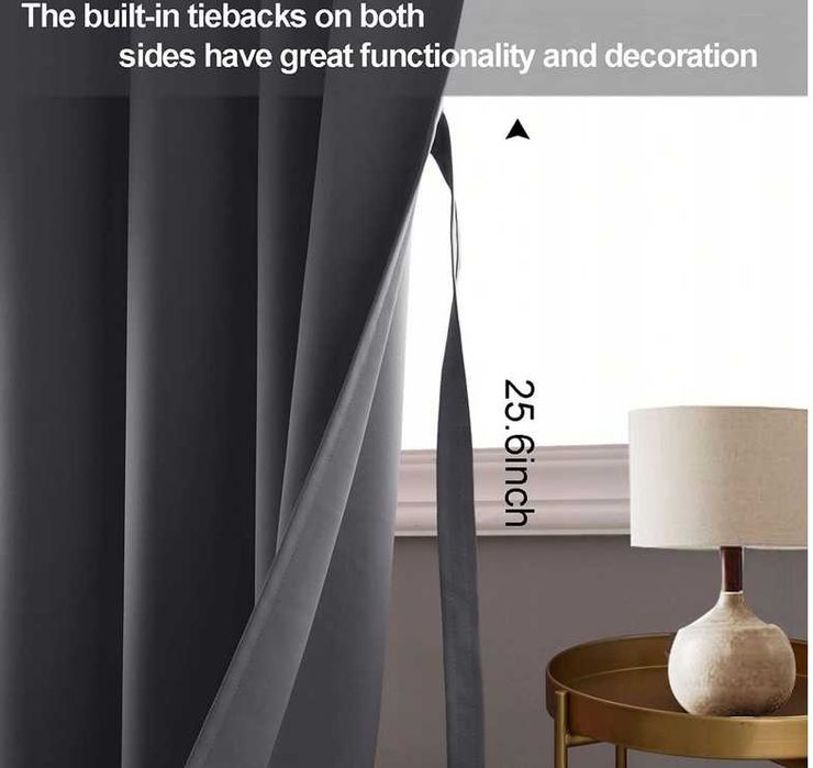 Zasłony zaciemniające z taśmą marszczącą, CIEMNY SZARY, 245 X 132, 2x