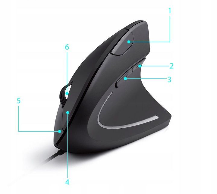 Myszka Wertykalna Przewodowa Cicha Ergonomiczna Mysz Optyczna Pionowa