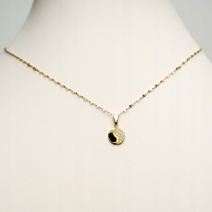 Celebrytka Łańcuszek Monetka Cyrkonie Złota 344