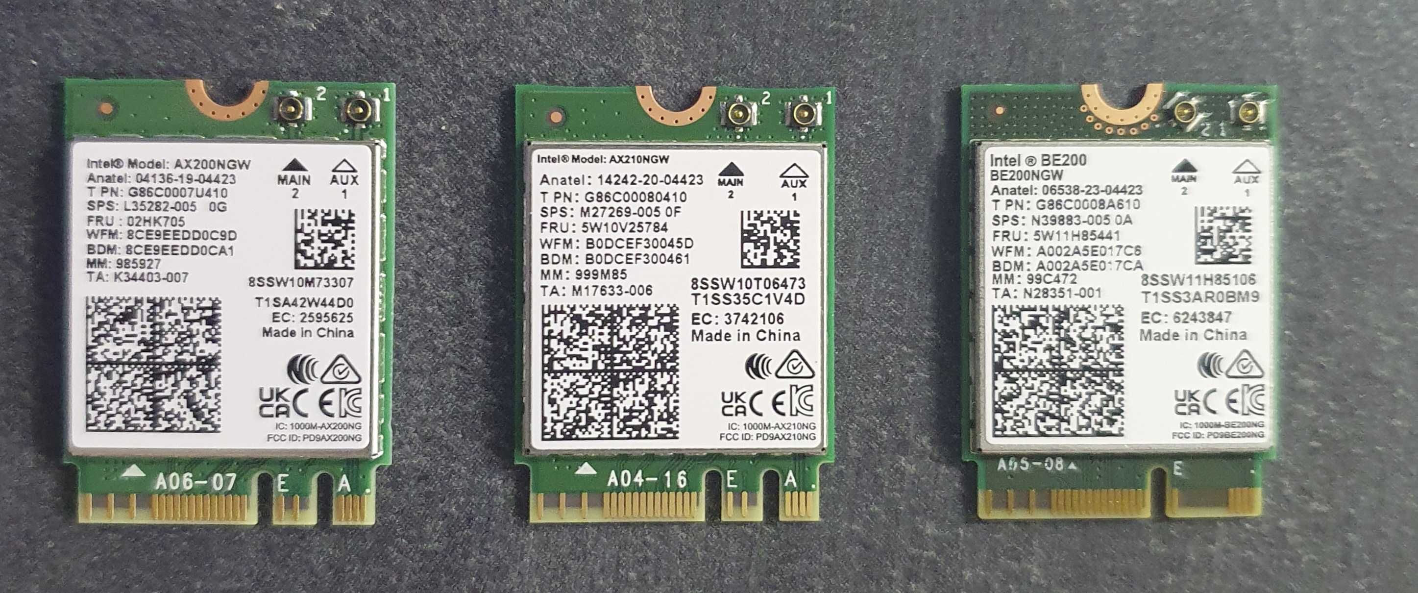 Wi-Fi 6/7 модуль Intel 200,210, BE200  2.4/5/6 ГГц Bluetooth та антени