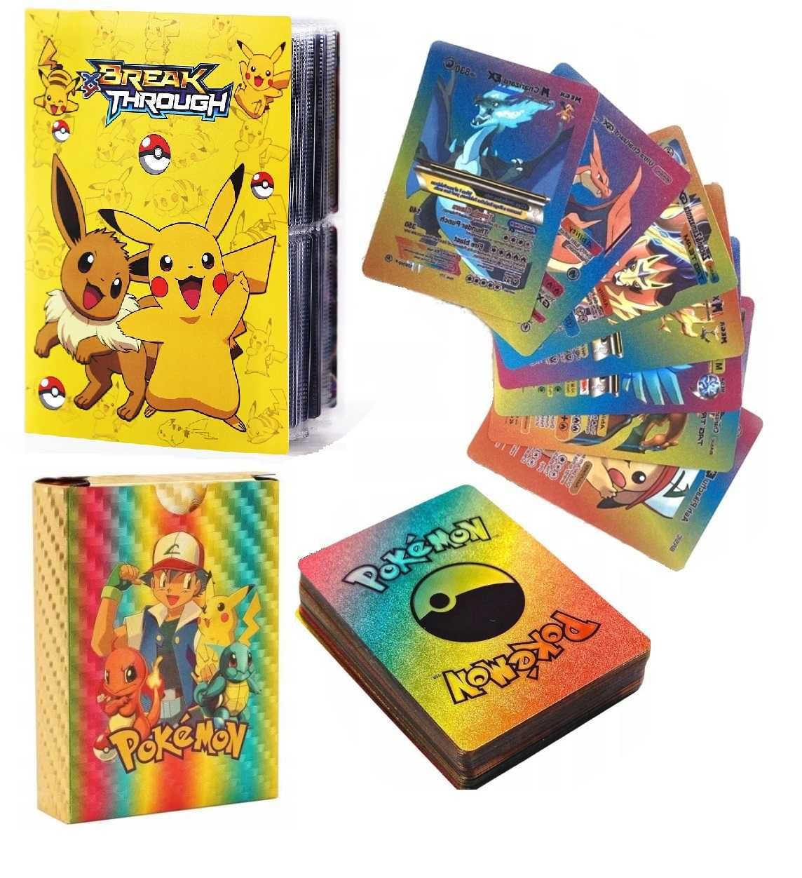 Karty Pokemon Kolorowe Tęczowe 55 szt. + Album XL