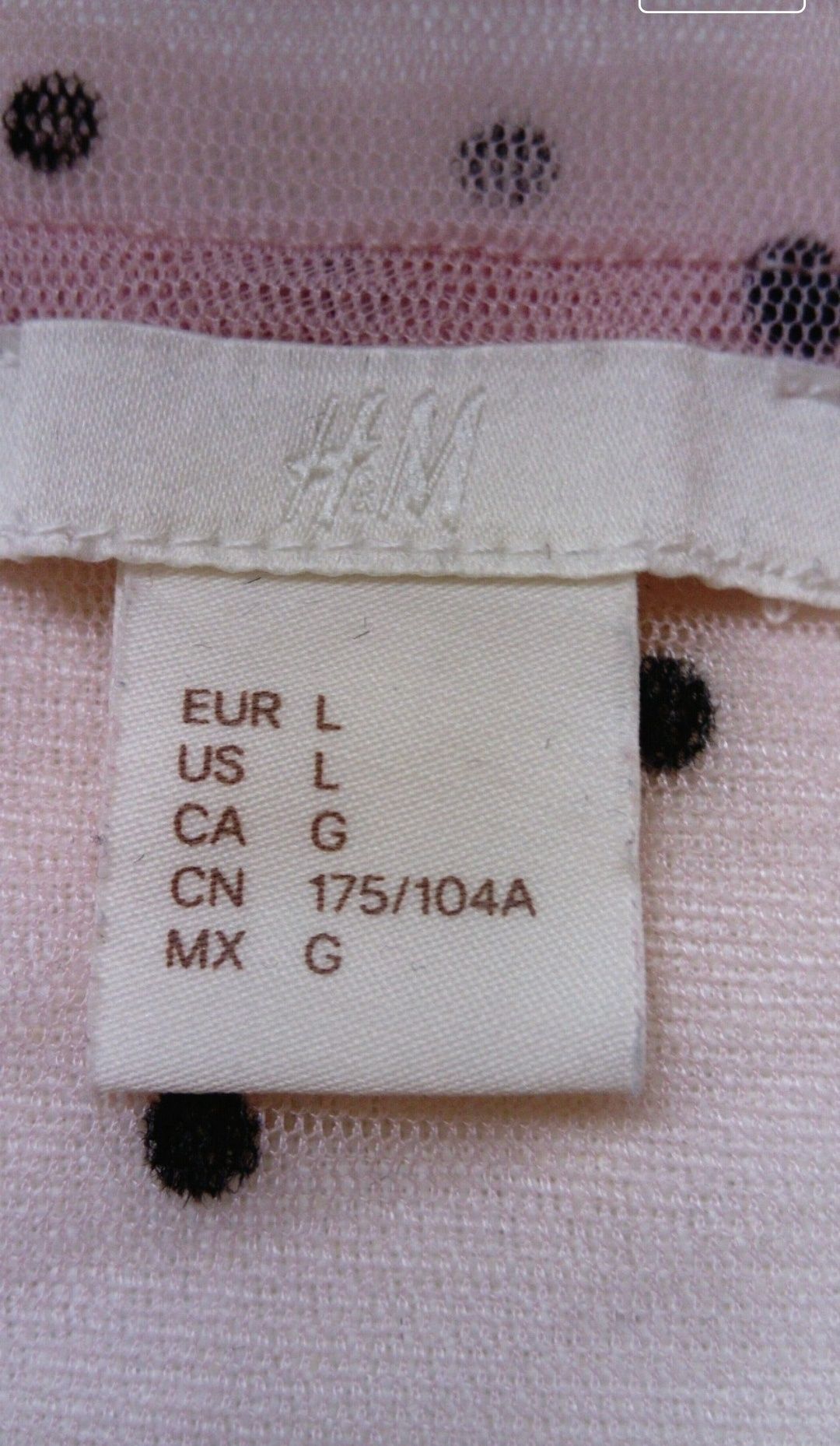 Bladoróżowa, przezroczysta koszulka z falbanką, w czarne kropki - H&M
