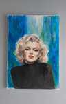 Obraz na płótnie Marilyn Monroe akryl niebieskie tło duży