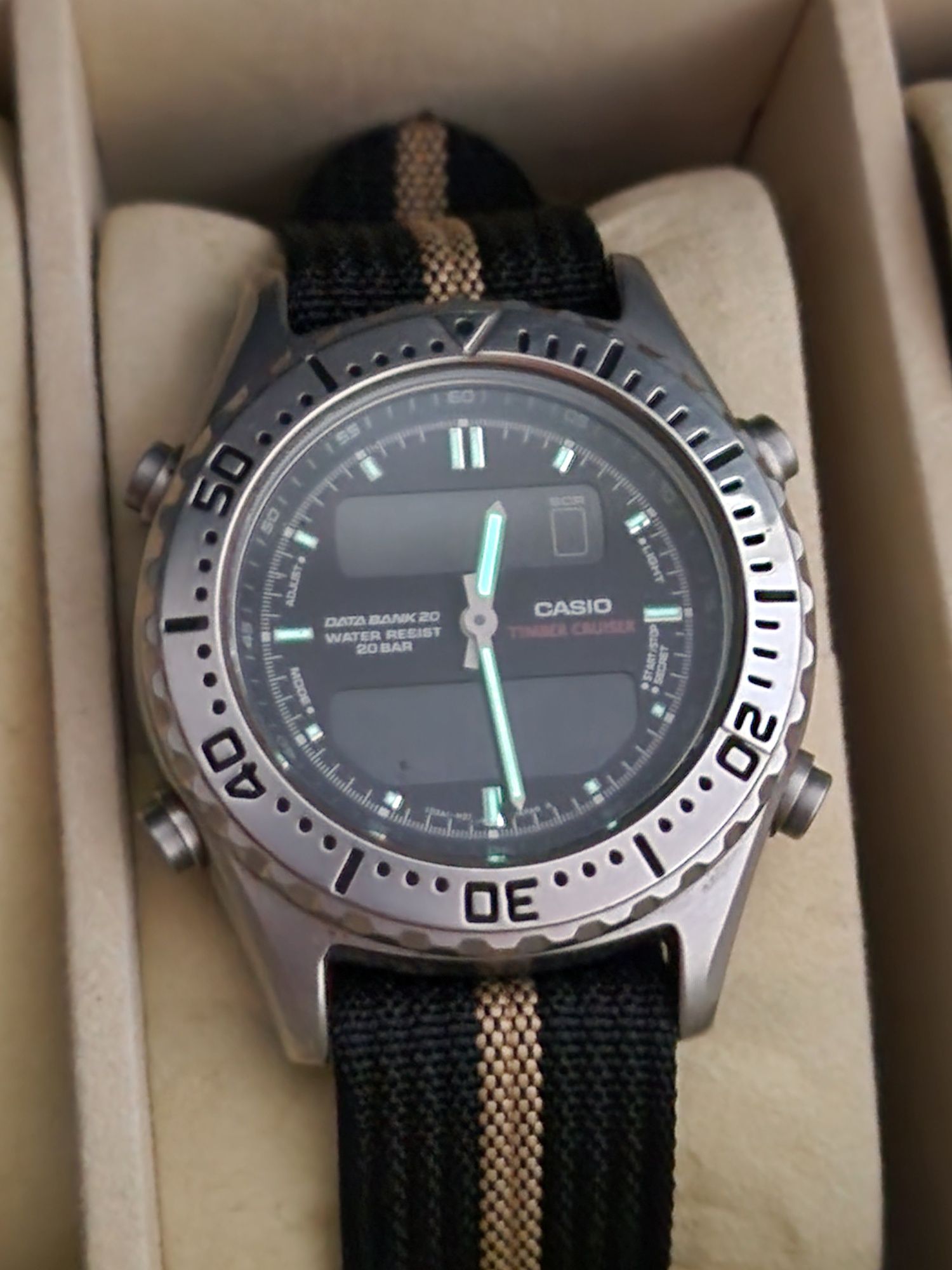 Casio TIC-110, WR200, vintage, timber cruiser