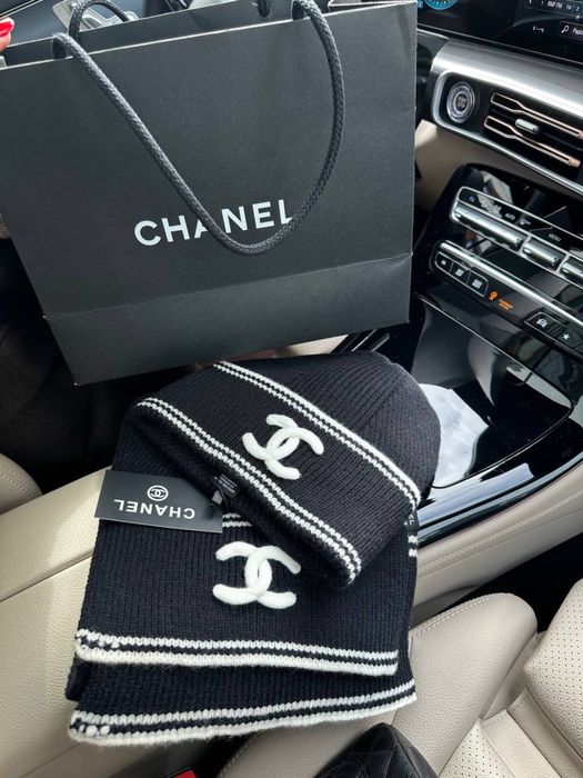 Зимовий комплект Chanel кашеміровий шерстяний шапка шарф