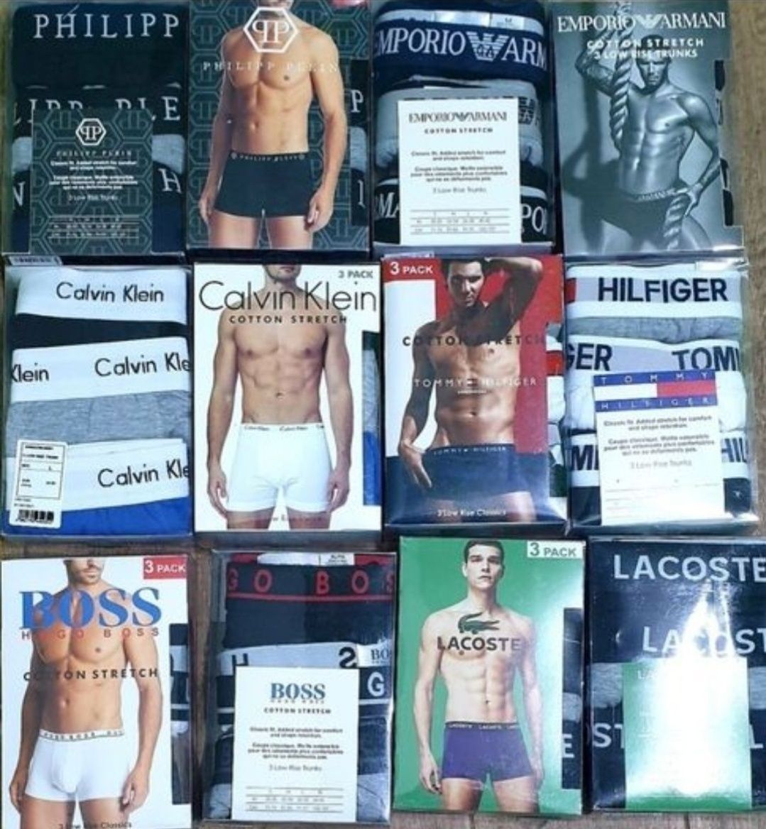 Nowe Bokserki Męskie 3pak Tommy CK Armani Hugo Lacoste Boss Gucci