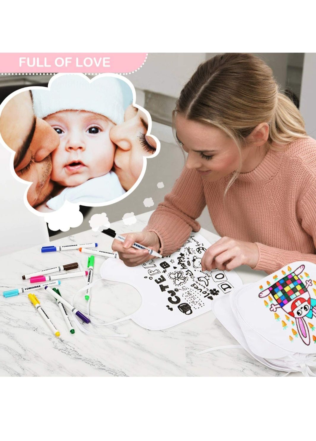 Śliniaki do rysowania 12 szt. DIY BIBS Lenbest