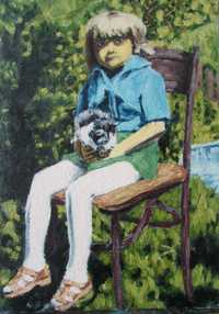 Dziewczynka z kotkiem - obraz olejny