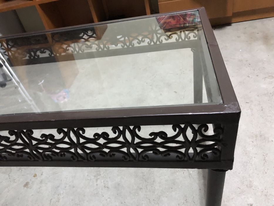 Mesa ferro com tampo de vidro