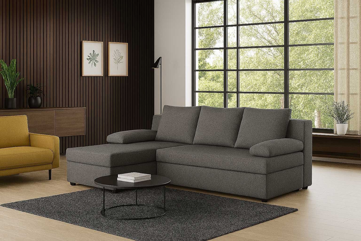 Narożnik Do Salonu BOSS Kanapa Sofa Rozkładana 2 Pojemniki Na Pościel