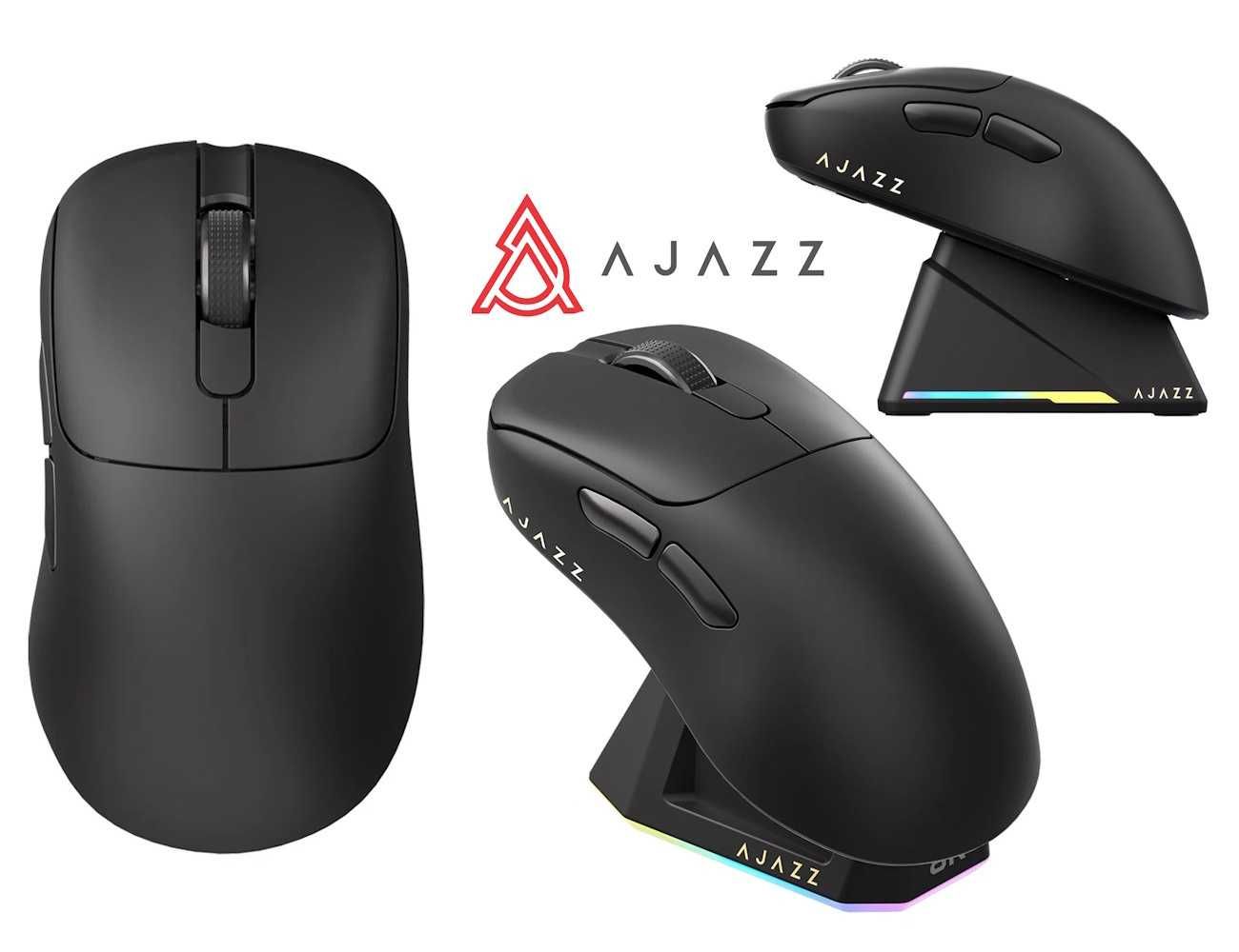Игровая мышь Ajazz AJ179 PRO PAW3395 BT5.2 Black + док-станция