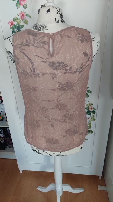 Bluzka na lato z żabotem cienka przezroczysta rozmiar 36