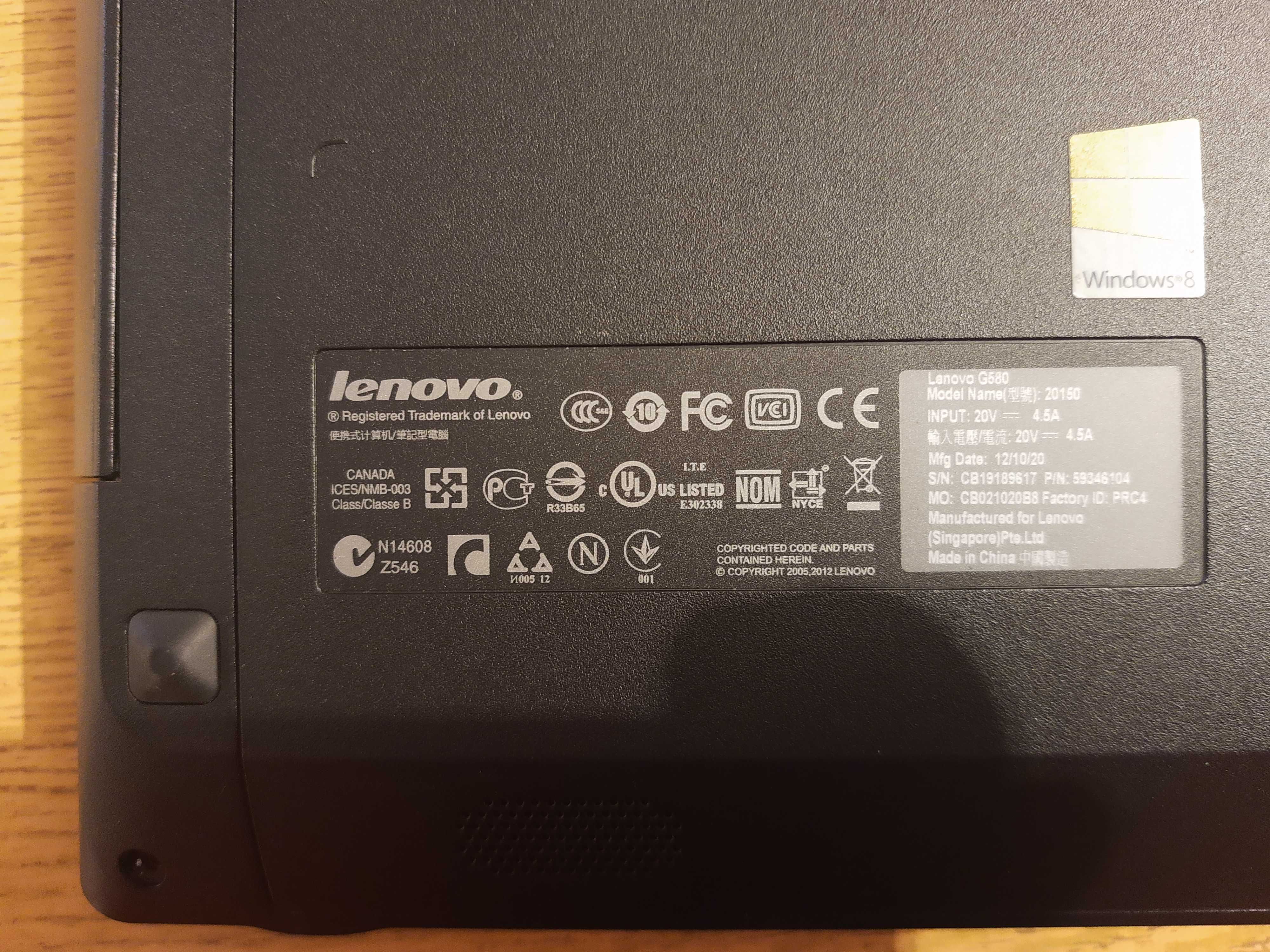 Laptop Lenowo G580 na części