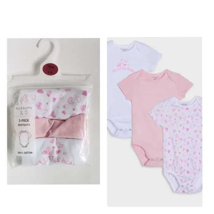 3 szt Nowe Body 74 body krótki rękaw 74