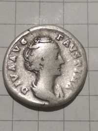 Монета денарий Фаустины, Римская империя.
