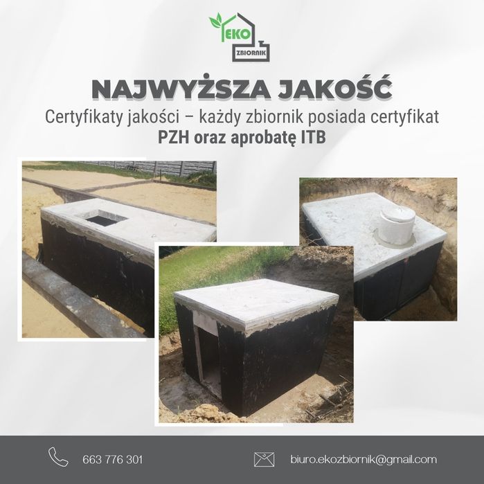 Zbiorniki na deszczówkę Szamba betonowe 2m3-14m3 Montaż Transport