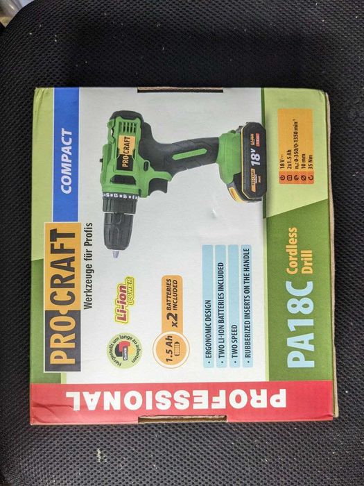 Шуруповерт | Procraft PA18C Compact | Новий 2 акумулятори + Набір біт