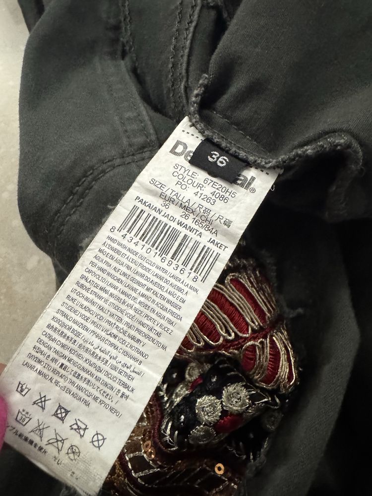 Desigual extra kurtka - katana jeans/ khaki S hafty, extra stan