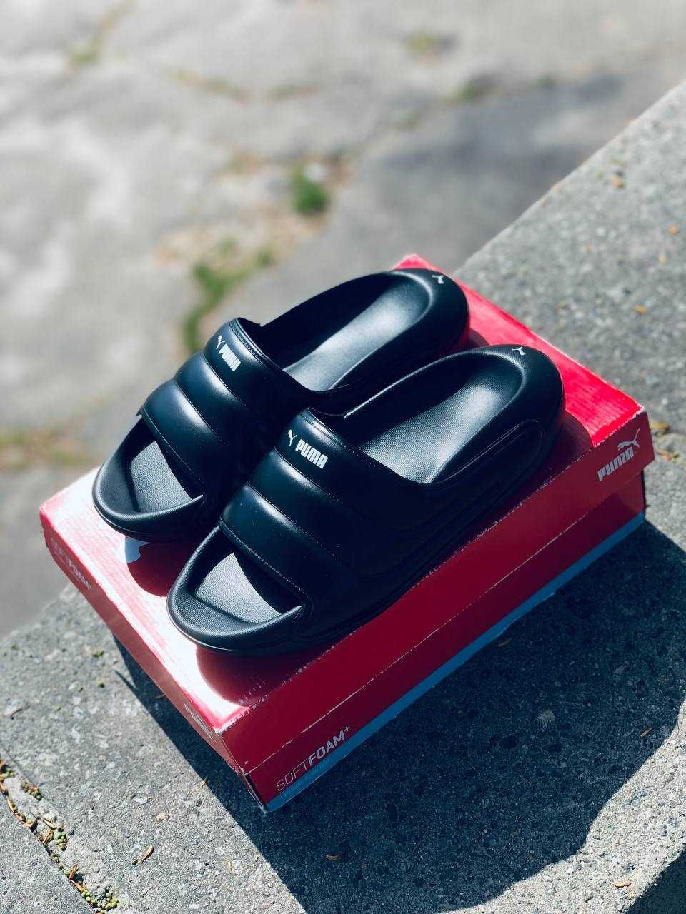 Шлепанцы Puma мужские Dark Black трендовые. Шльопанці Пума Топ сезону!