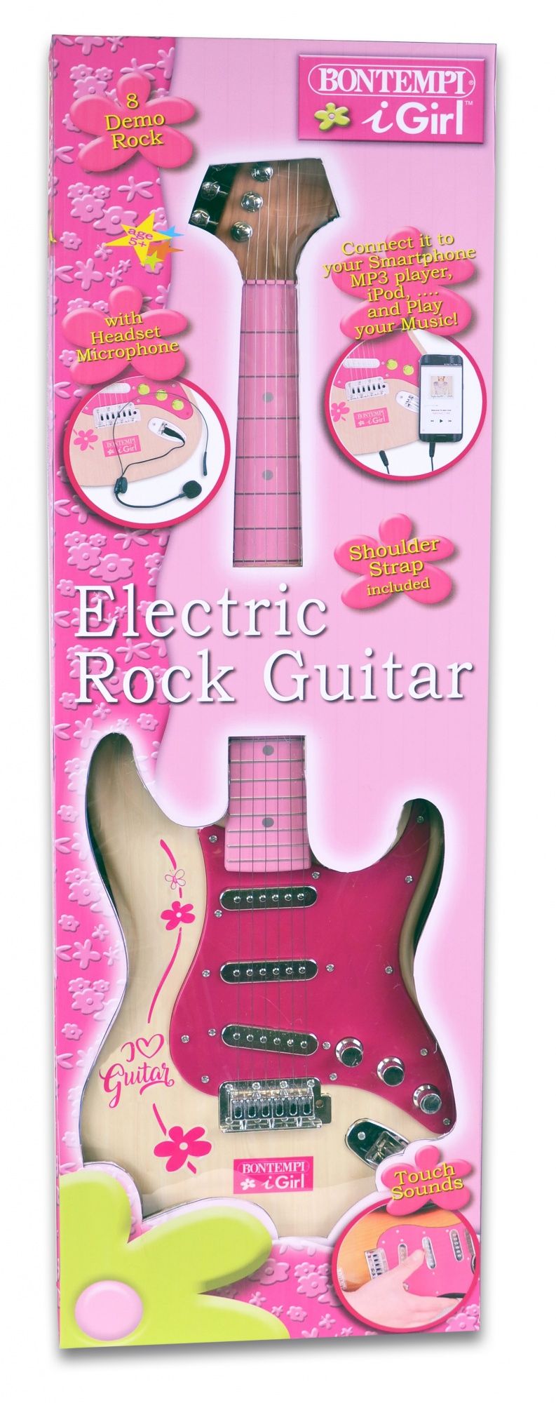Bontempi 241371 Zabawka Elektryczna Gitara Różowa Dla Dziewczynki