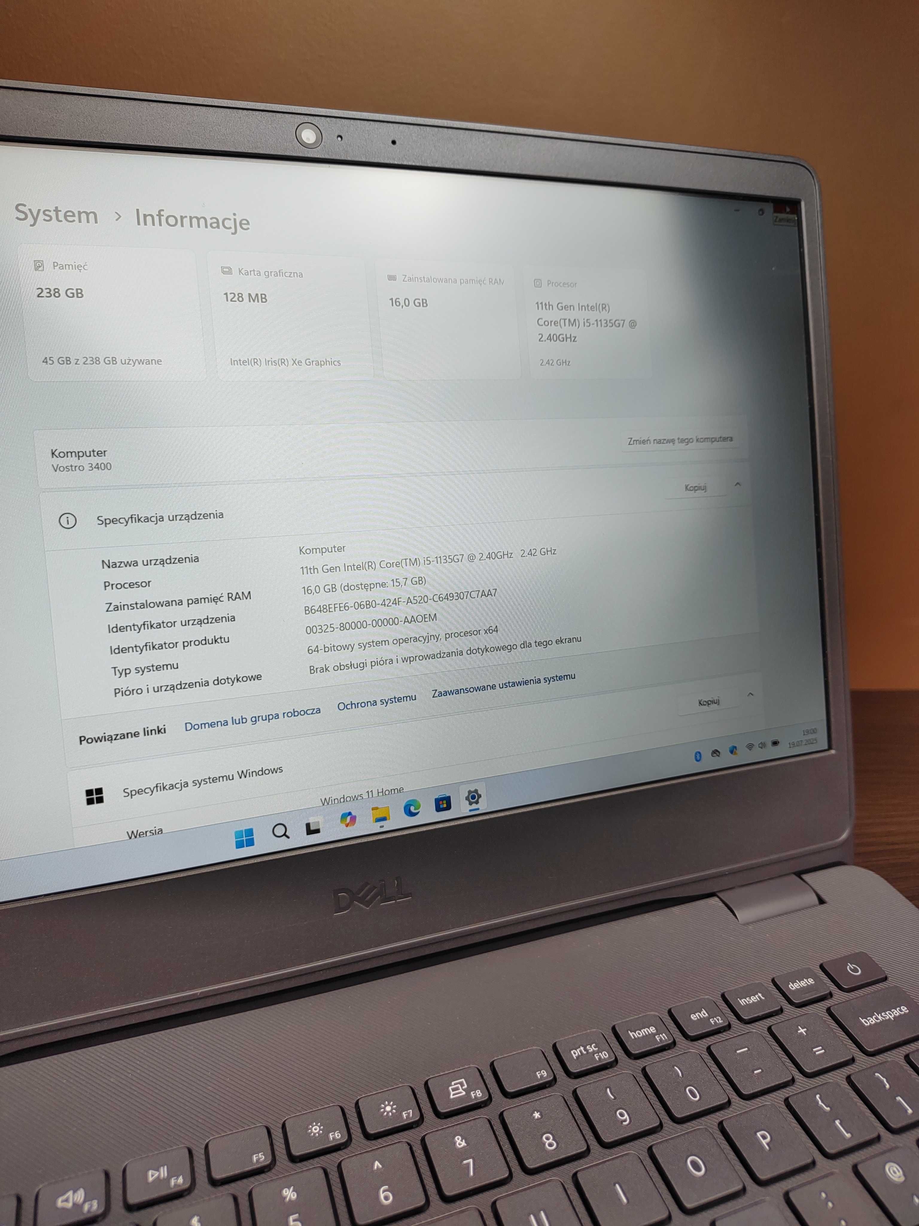 BIZNESOWY | Vostro 3400 | i5-1135G7 | 16GB RAM | 256SSD | Windows 11