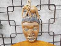 Stara drewniana maska afrykańska człowiek ze słoniem